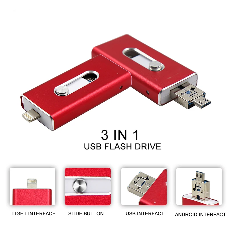 3 Все в 1 OTG системы Android usb флэш накопитель 16 ГБ памяти металлическая ручка привода