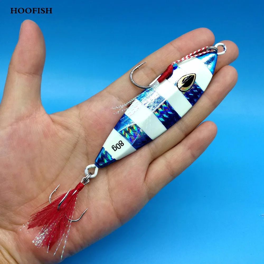 

HOOFISH 3PCS/LOT Sinking Slow Shake Metal Jigging Fishing Spoon 80g/9cm 3colors Luminous Fishing Lures Deep Sea Trolling Lure