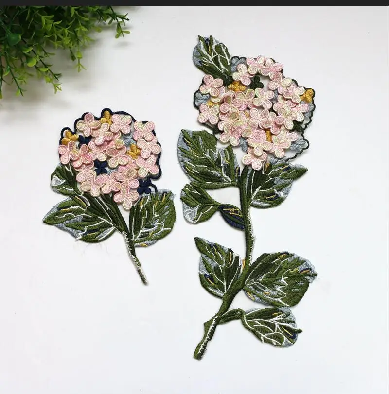 

Pink Patches Flower Embroidery Applique Sew on Lace Fabric Motif Sticker For Clothing Decoration DIY Sewing Supplies