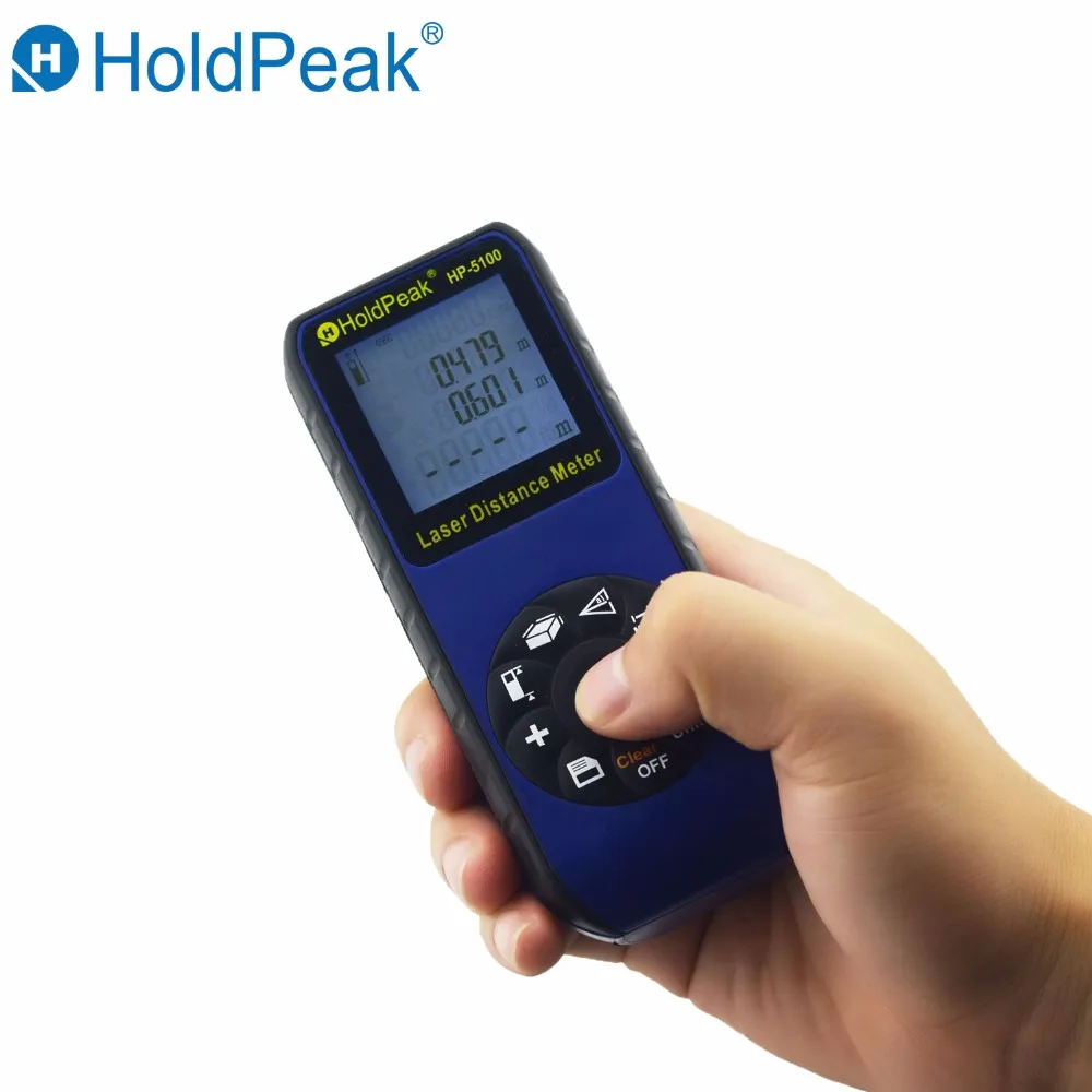 

Free Shipping HoldPeak HP-5100 Digital Laser Distance Meter 100m Electronic Laser Tape Range Finder Area Volume Measuring Tools