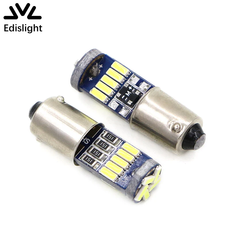 

Edislight 2pc BA9S Led Bulb T4W 15 smd 4014 led Light Car Marker Light Interior Reading Light Reverse Auto Parking Bulbs 12V 194
