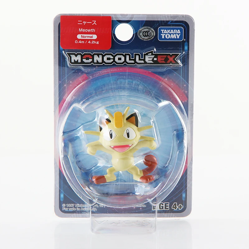 Takara Tomy Pokemon monклей-EX Sun Moon 4 см Коллекционная мини-игрушка фигурка Meowth новая в