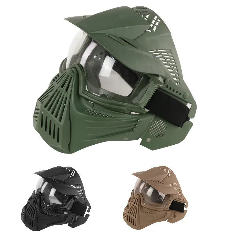 2018 tactique extérieur lentille masque plein visage respirant CS chasse militaire armée Protection masques Paintball accessoires