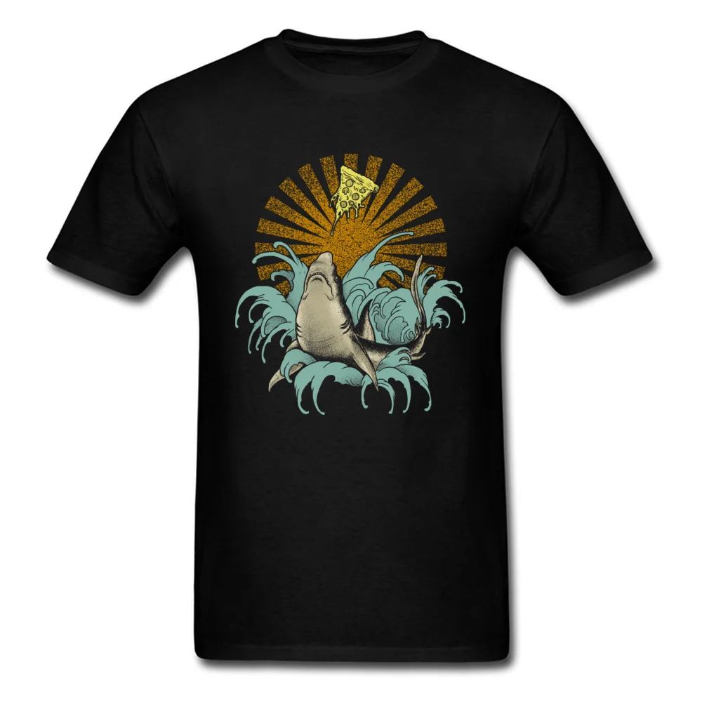 Shark pizza T Shirts for Men Casual Summer Tees Short Sleeve 2018 New Custom Tshirts Crew Neck Pure Cotton Free Shipping Shark pizza black