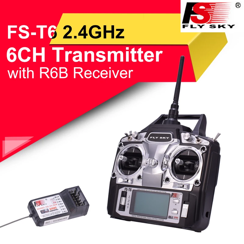 Flysky FS T6 6ch 2 4g с ЖК экраном RC передатчик + R6B приемник для самолета Heli