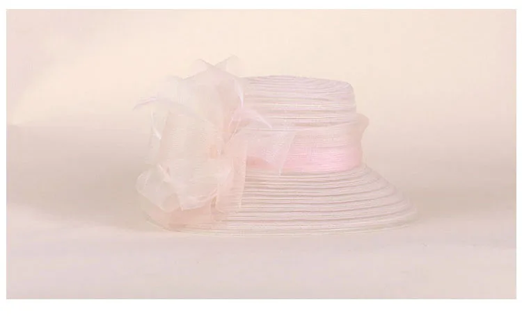 Wide Brim Ladies Hats Wedding Bowknot Feather Fedoras Pink Kentucky Derby Hoeden Summer Church Hat For Women