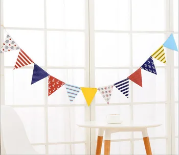 

1 set Party Bunting Banner Paper Pennant Flags Nautical Girl Boy Birthday Navy Blue Red Anchors Baby Nursery Decor Garland