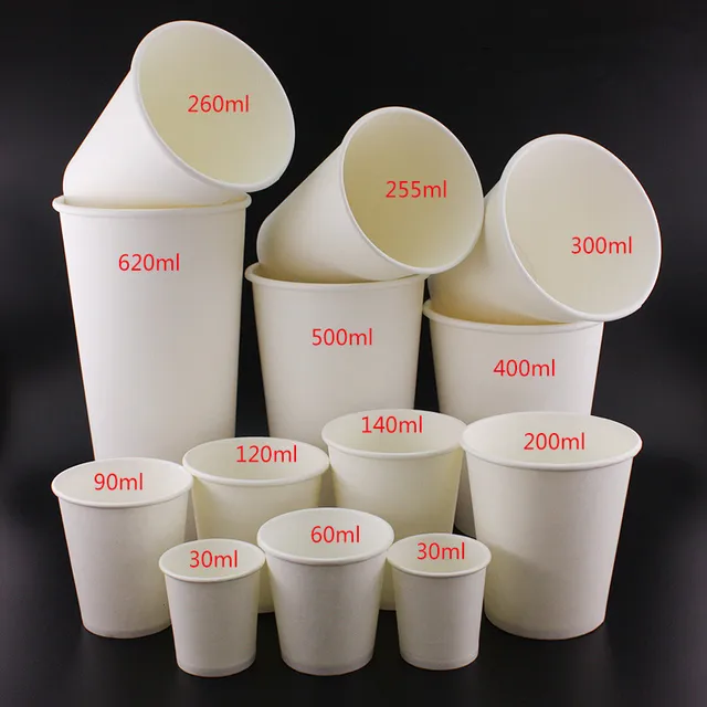 Buy 100pcs White thick paper cup disposable coffee cup