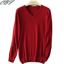 Шаблон Бизнес Повседневное Для мужчин вязаный, из чистого кашемира свитер с v-образным вырезом, Чистый цвет тепло нескатывающаяся верхняя одежда толстый свитер
