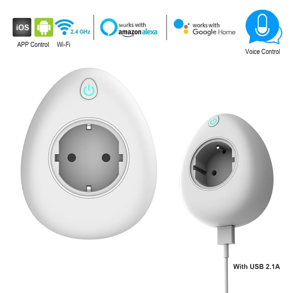 

Smart EU Plug wifi timer switch Sockets 16A With USB charger Alexa Socket Voice Control With Alexa Echo Google Home and IFTTT