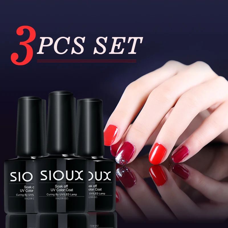 SIOUX 8 мл УФ-Гель Польский замочить от Выберите 3 Шт. for Long Lasting LED/УФ Лак Для Ногтей