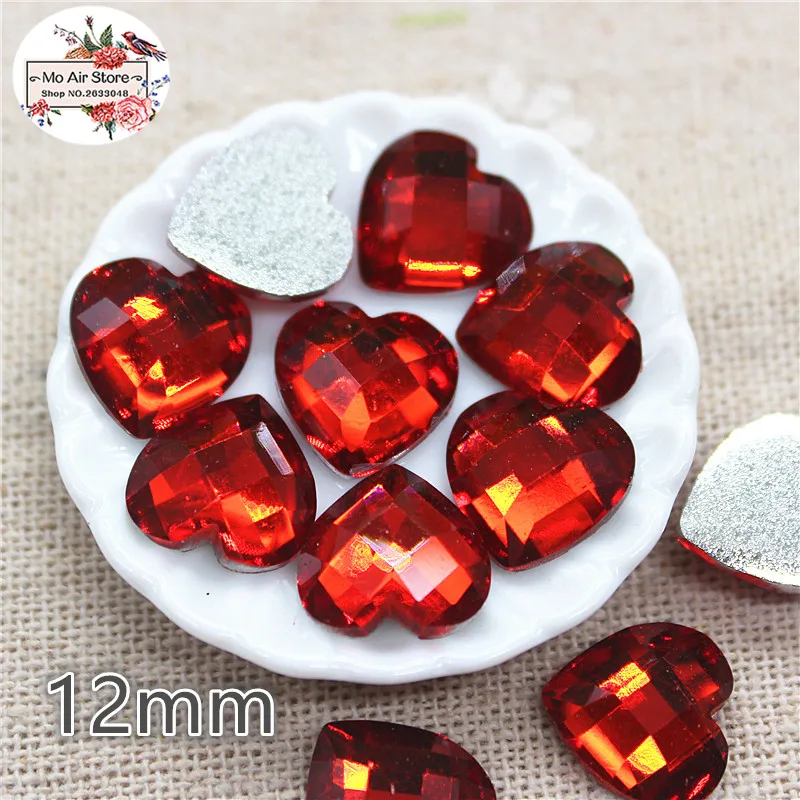 

8/10/12mm shiny red heart latticed Acrylic acrylic rhinestone Flat back Cabochon Art Supply Decoration Charm Craft