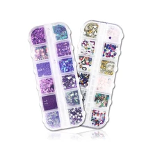 12 сеток мульти-размер розовое золото стеклянные стразы для ногтей с жестким Чехол DIY дизайн ногтей украшения Кристалл страз подвески