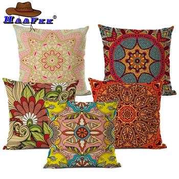 

National style Cushion cover Bohemian geometry linen cotton home sofa decorative pillow45x45cm office car seat decorative pillow
