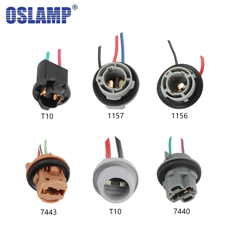 

Oslamp 2pcs T10 1156 1157 7440 7443 Headlight Bulb Holder Extension Automotive Wire Halogen Adapter Socket Lamp Connector
