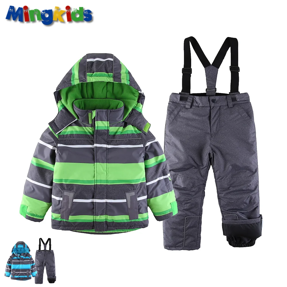 

Russian mingkids Snowsuit toddler Boy Ski set Outdoor Winter Warm Snow Suit waterproof windproof padded European Size