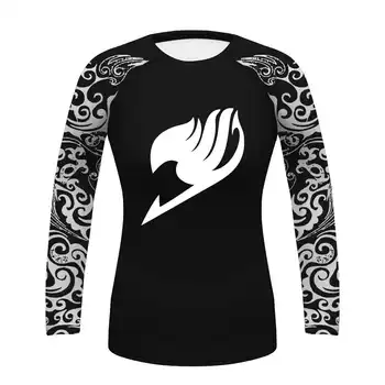 

Customs Women Long T Shirts Fairy Tail Guild Natsu Dragneel Fitness Tees Tops Compression Tights Quick Dry Base Layer Tee Shirts