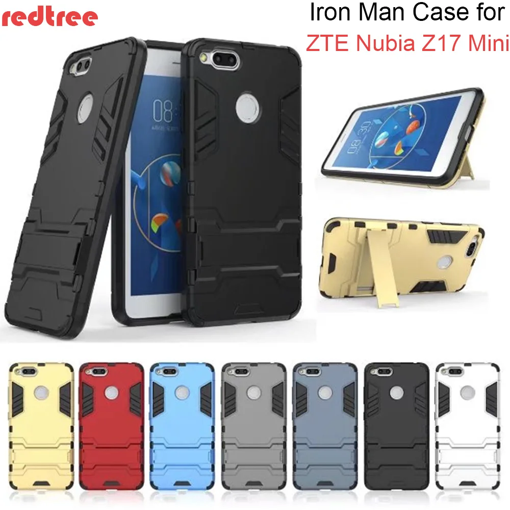 REDTREE TPU+PC Slim Cases for ZTE Nubia Z17 Full Cover Celular Iron Man Case with Holder for Nubia Z17 mini Smartphone Back Capa REDTREE TPU+PC Slim Cases for ZTE Nubia Z17 Full Cover Celular Iron Man Case with Holder for Nubia Z17 mini Smartphone Back Capa