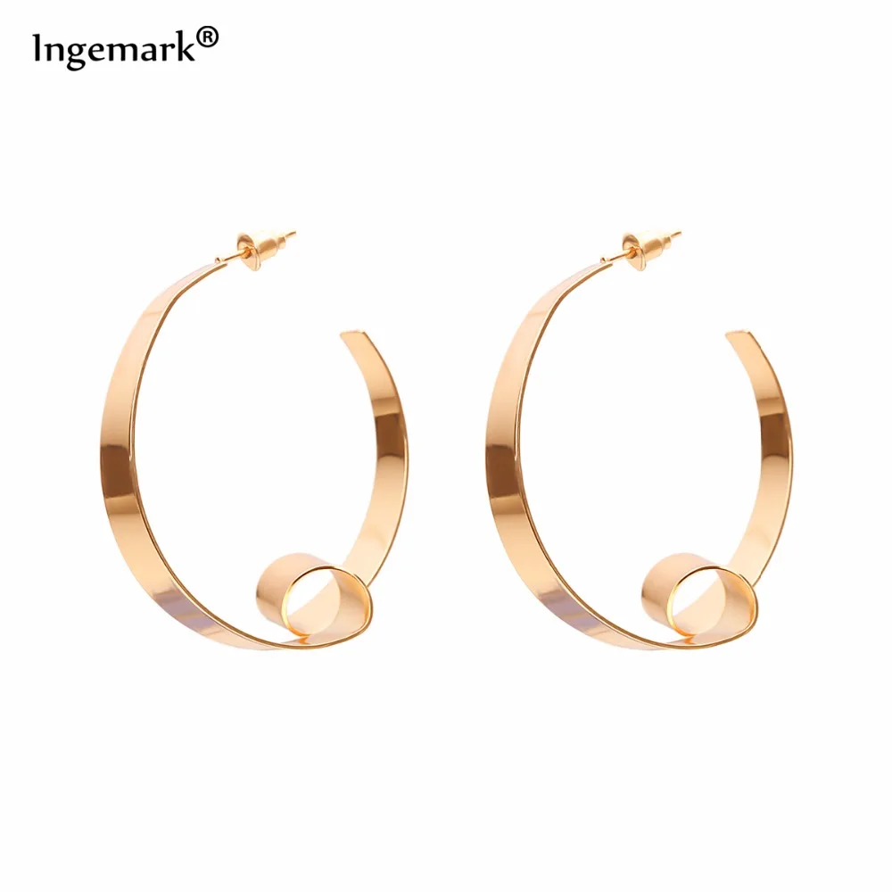 

Ingemark Creative Design Irregular Twisted Metal Geometric Hoop Earrings for Women Big Round Circle Earring Fashion Jewelry