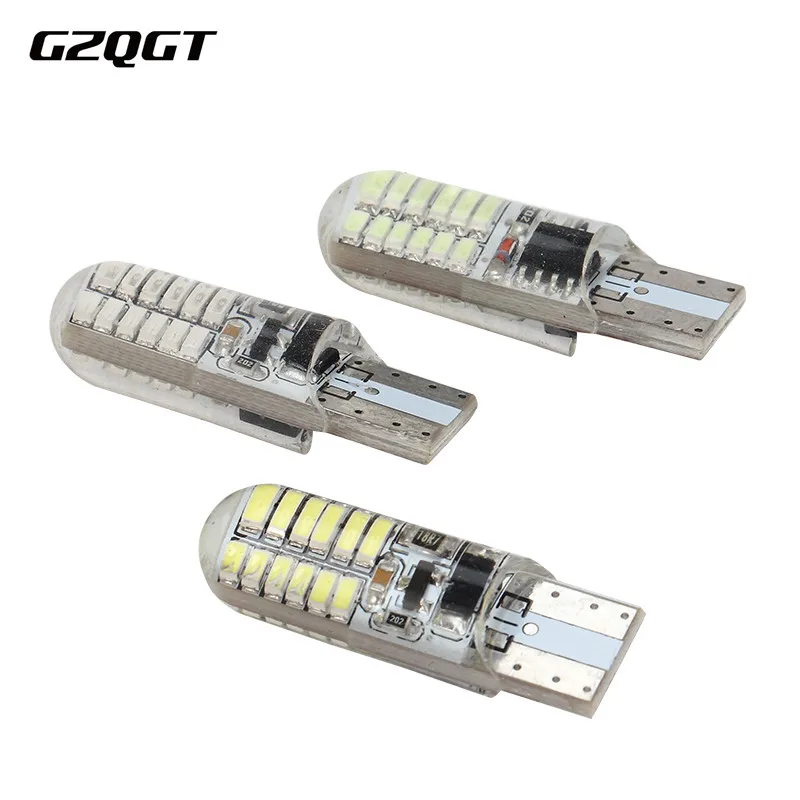 

1pcs T10 Silicone Strobe Flash Shine 24smd 3014 LED 194 168 W5W Car Auto led DRL License Plate Wedge Light Bulb Lamp White 12V