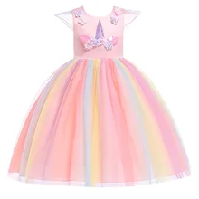 Платье для девочек платье для малышей с единорогом пасхальные платья Анны и Эльзы для девочек, платья принцессы для костюмированной вечеринки для детей 2, 3, 4, 5, 6, 7, 8, От 9 до 10 лет
