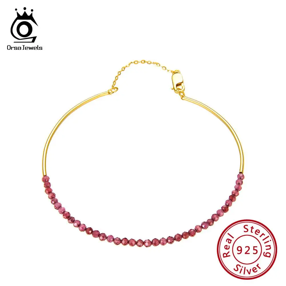 ORSA JEWELS элегантное женский 925 пробы серебро Натуральный камень Браслеты Очаровательная 18K позолоченные браслеты цепочки Мода, хорошее ювелирное изделие, SB46