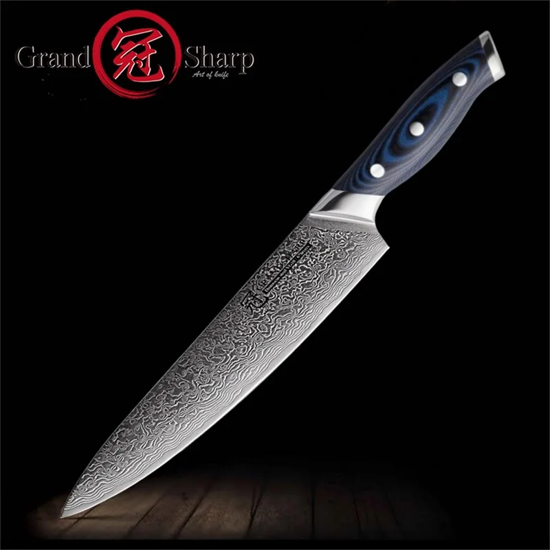  Grandsharp 3 Pcs Damascus Knife Set 67 Layers Japanese Damascus Steel VG10 8''Chef 6.5''Santoku 5'' - 32913385260