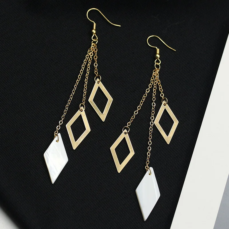 

Fashion Geometric multilayer Water Drop Earrings for Women Wedding Punk Star Gold Color Long Tassel Dangle Bar Statement Jewelry