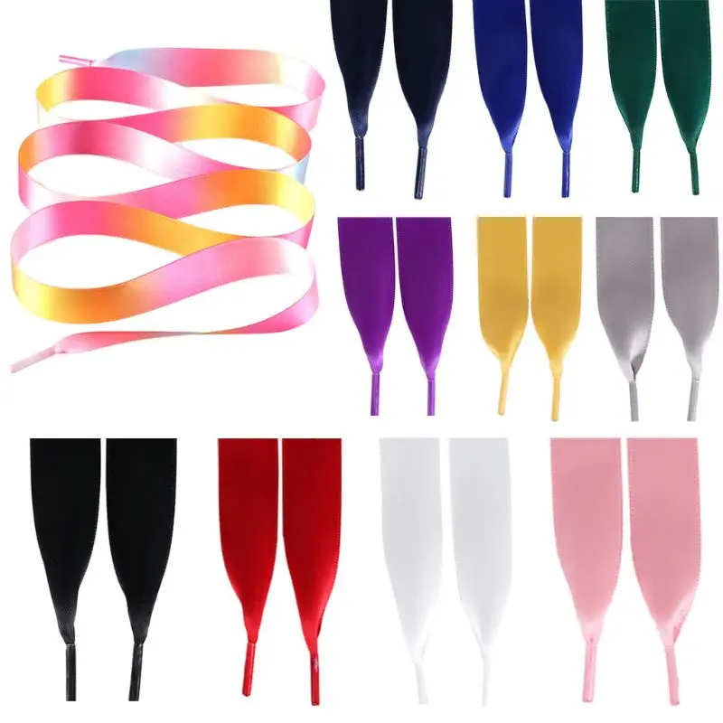 

Womens Shoes Satin Polyester Ribbon Shoelaces Sport Sneakers Shoe Strings Candy Color