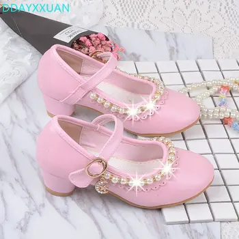 

Children Princess Sandals With Pearl New Autumn Kids Girls Wedding Shoes High Heels kids Dress Shoes Beading Party Shoe For Girl
