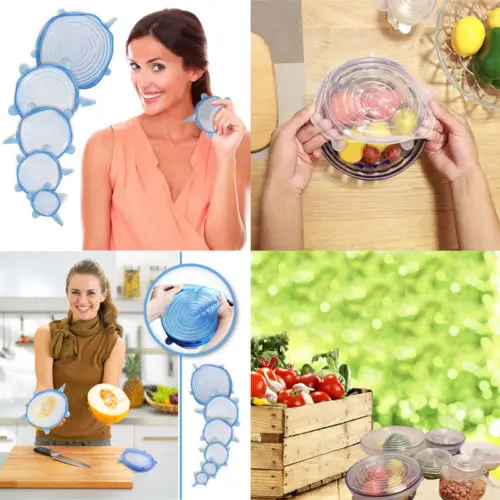 6 шт. в комплекте силиконовые крышки для хранения продуктов чашек Вакуумная