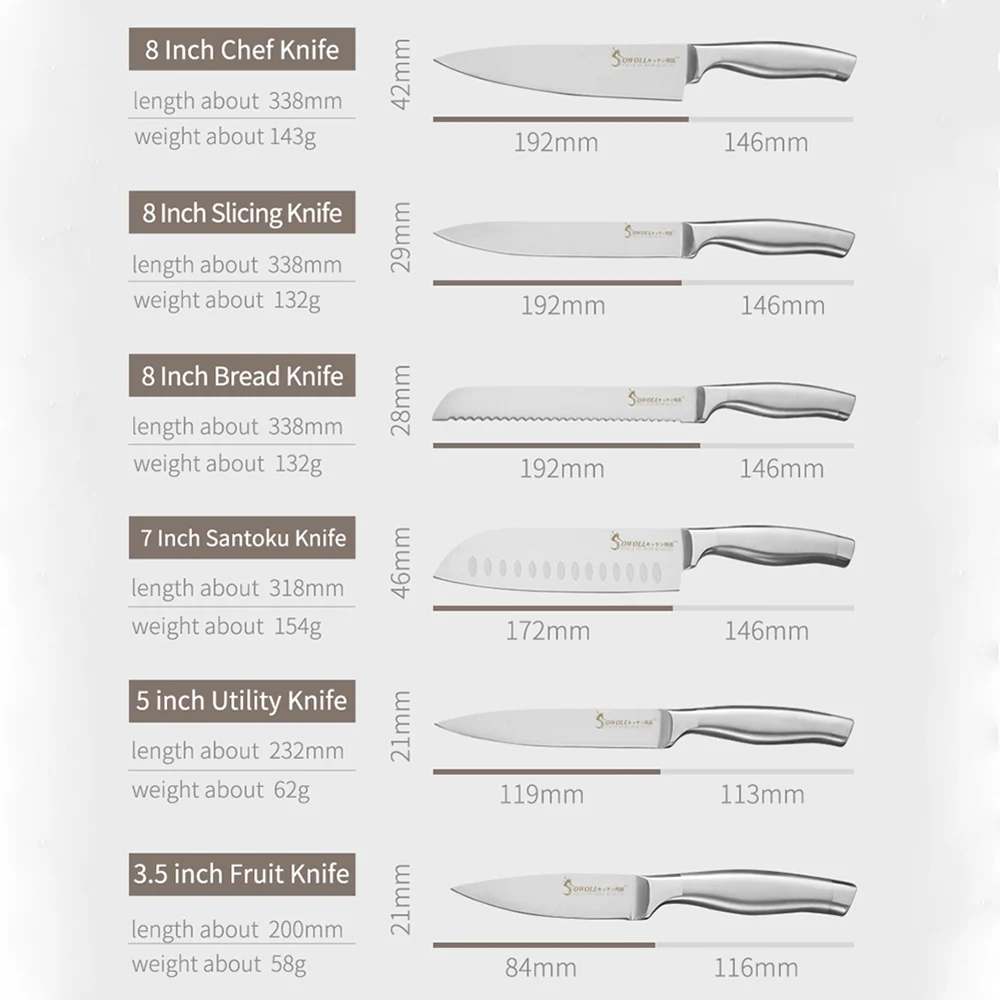 SOWOLL шеф-повара для нарезки хлеба Santoku утилита для очистки овощей японские кухонные ножи из нержавеющей стали нож Utral острый для приготовления мяса Кливер