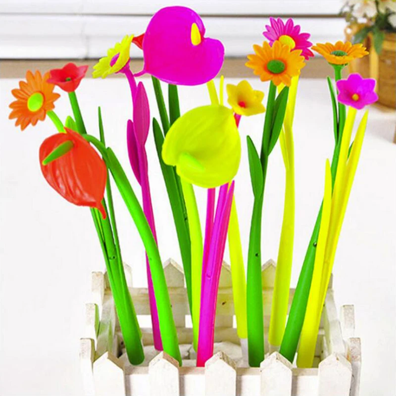 

Colored Flower Shape Gel Pen DIY Office Stationery and School Supplies Smooth Writing Black and Blue Ink 0.38mm Pen 1PCS