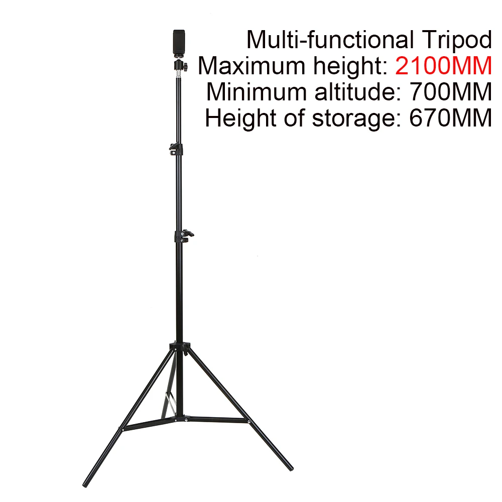 Светодиодный светильник для селфи для студийной фотосъемки светильник s заполняющий светильник+ студийный напольный кронштейн держатель для телефона Штатив для фотосъемки - Цвет: 2100mm Tripod