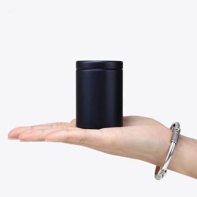 Новое поступление, круглая Мини Милая жестяная коробка для чая,, герметичная коробка для хранения таблеток для офиса и дома, металлическая коробка, 100 шт./лот - Цвет: Carbon black