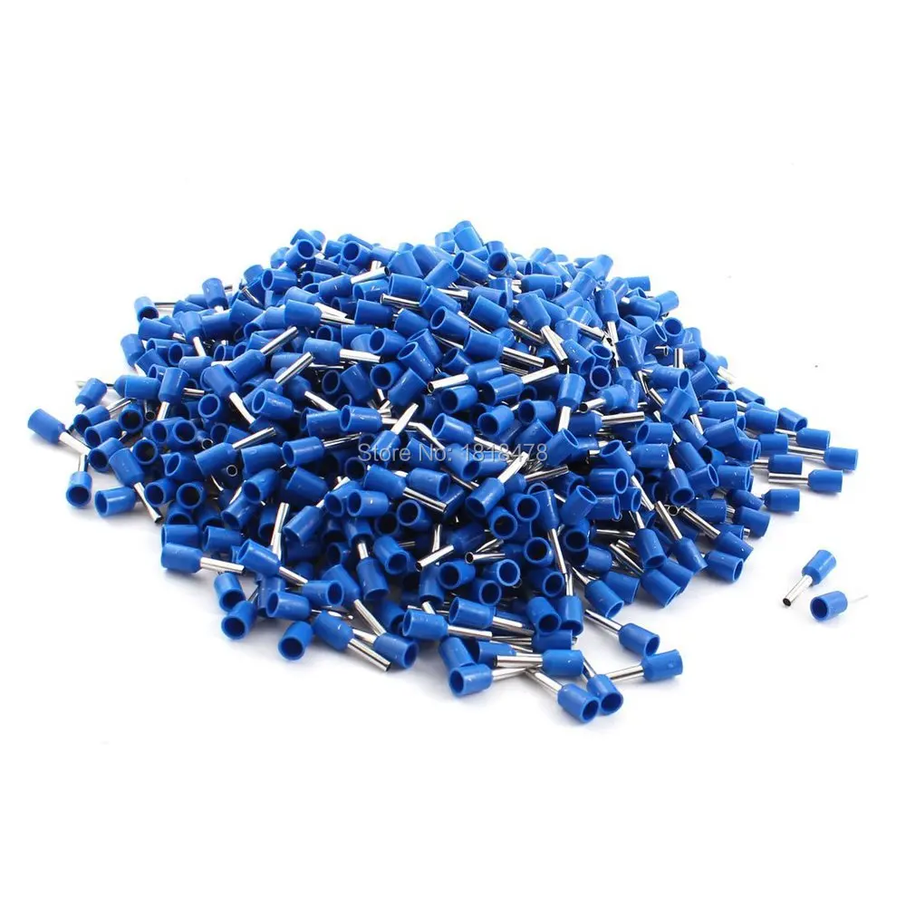 1000pcs E1508 16awg Blue Tube Type Insulated Cable Ends Connectors