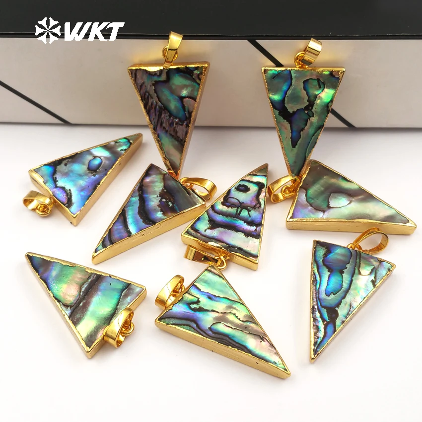 Wt-P777 Sparkly Abalone Shell Pendant 10 Pezzi/Lottp Ciondolo In Oro Per Il Commercio All'Ingrosso Nizza Qualità Abalone Shell Pendant