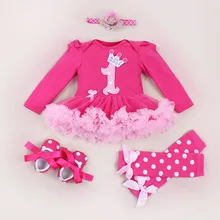 Детская одежда с длинными рукавами для первого дня рождения; комбинезон для девочек; боди; нарядные платья-пачки; 4 предмета; Одежда для новорожденных девочек; г.; одежда для малышей