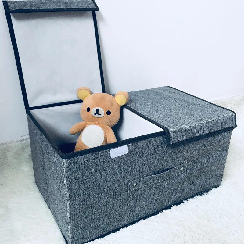 

Cotton And Liene Storage Box With Cap 2 Size Clothes Socks Toy Snacks Sundries Oraganier Set organizer Cosmetics Household