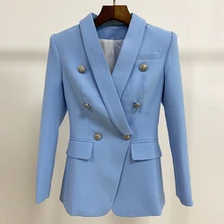 HIGH STREET Newest Fashion 2021 Baroque Designer Blazer Jacket Women's Shawl Collar Double Breasted Metal Lion Buttons Blazer HIGH STREET Newest Fashion 2021 Baroque Designer Blazer Jacket Women's Shawl Collar Double Breasted Metal Lion Buttons Blazer