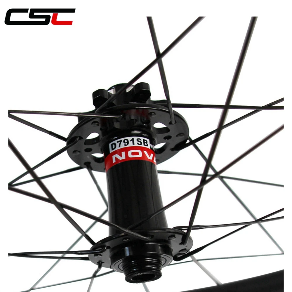 Perfect CSC 25mm width carbon 40mm tubeless Cyclocross Bike wheels with Novatec D791SB/D792SB Disc brake hub sapim without brake pads 7