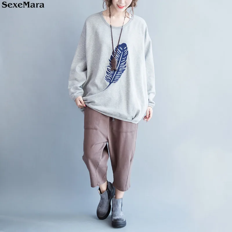 Autumn Cotton Embroidery Batwing Sleeve Pullovers Women