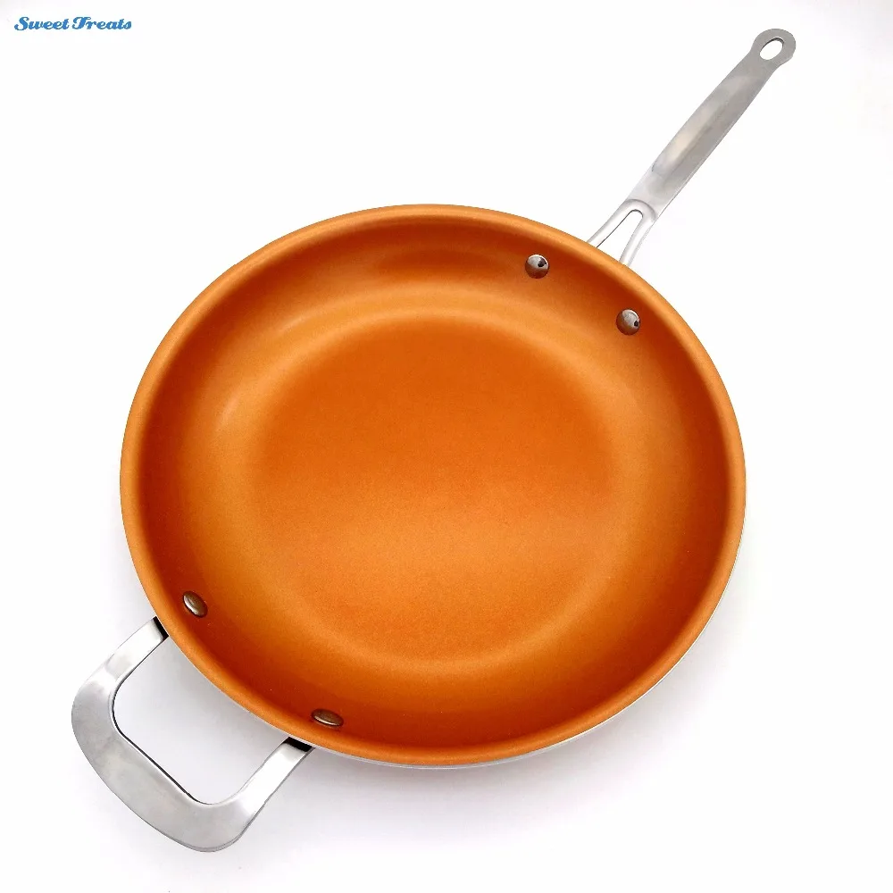 Sweettreats Non stick Copper Frying Pan with Ceramic Coating and Induction cooking Oven Dishwasher safe 12