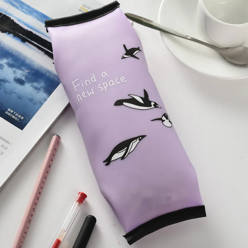 

2018 New Square Pencil Case Cartoon Jelly Gel Animal Pen Bag Small Fresh Translucent Pencil Bag