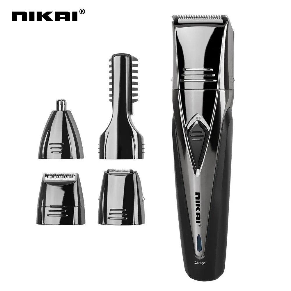 Nikai 5 In1 стрижки Машинка для стрижки волос волосы борода триммер для носа Парикмахерская Стрижка машины Tondeuse Cheveux для Мужская одноразовая