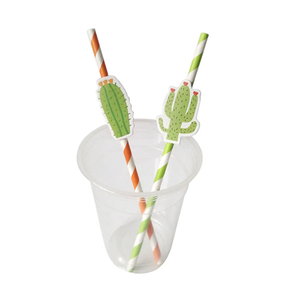 

10Pcs Eco Friendly Paper Disposable Straws Beach Party Cocktail Novelty Cactus Drinking Straw Wedding Festive Event Supplies