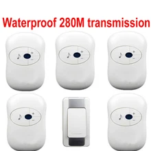 1 излучатель+ 5 Приемники дверного звонка водонепроницаемый 280 м Рабочий беспроводной дверной звонок, дверной звонок, беспроводной, беспроводное кольцо, 36 мелодий дверной Звонок