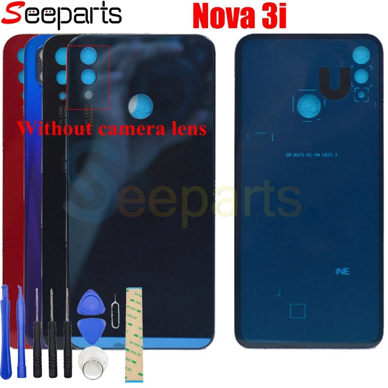 Huawei Nova 3 крышка батареи Задняя стеклянная задняя дверь корпус чехол для huawei Nova 3i крышка батареи с объективом камеры Замена