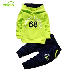 Eoicioi весна-осень ребенка одежда для мальчиков и девочек комплекты номер письма печатаются толстовки куртка пальто + длинные штаны