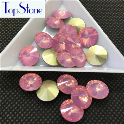 TopStone 100 шт 8,10, 12,14 16 18 мм Смола Опал круглые стразы Rivoli - Цвет: N11 pink opal